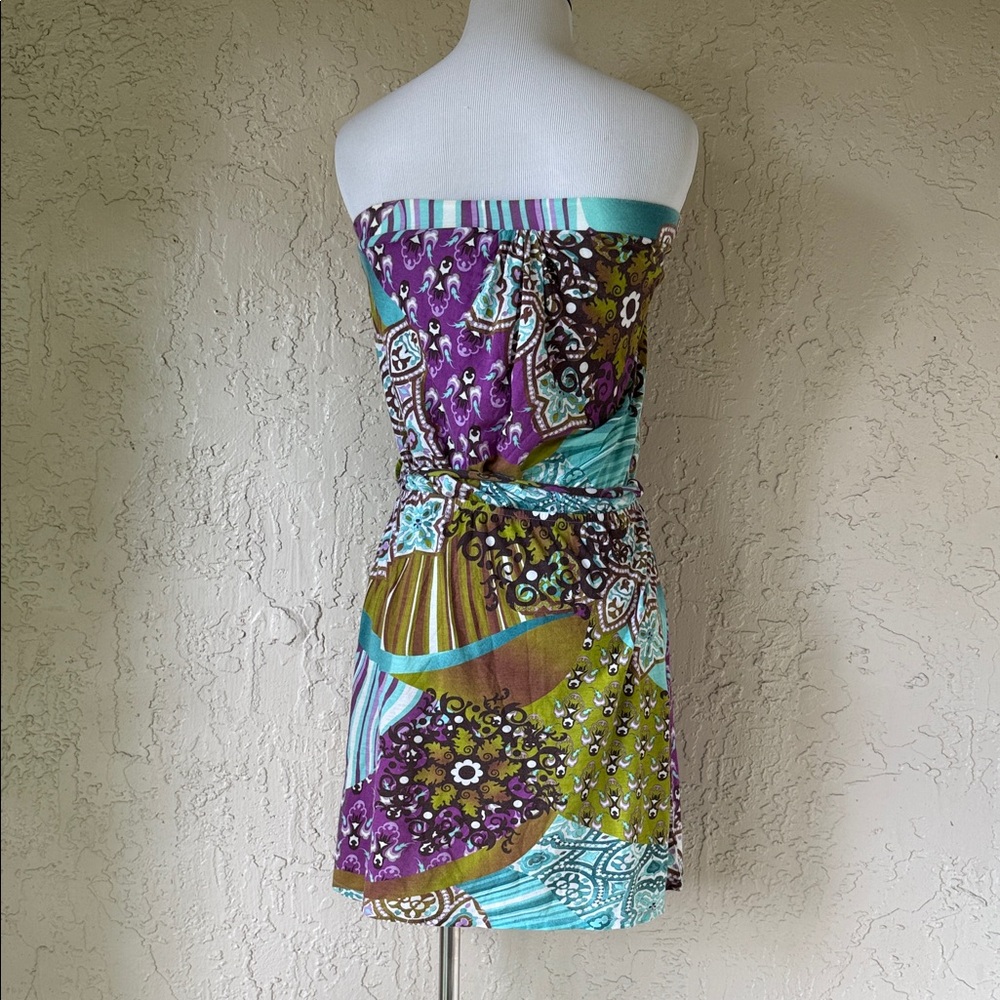 Strapless Multicolor Printed Summer Coverup - Picture 3 of 7